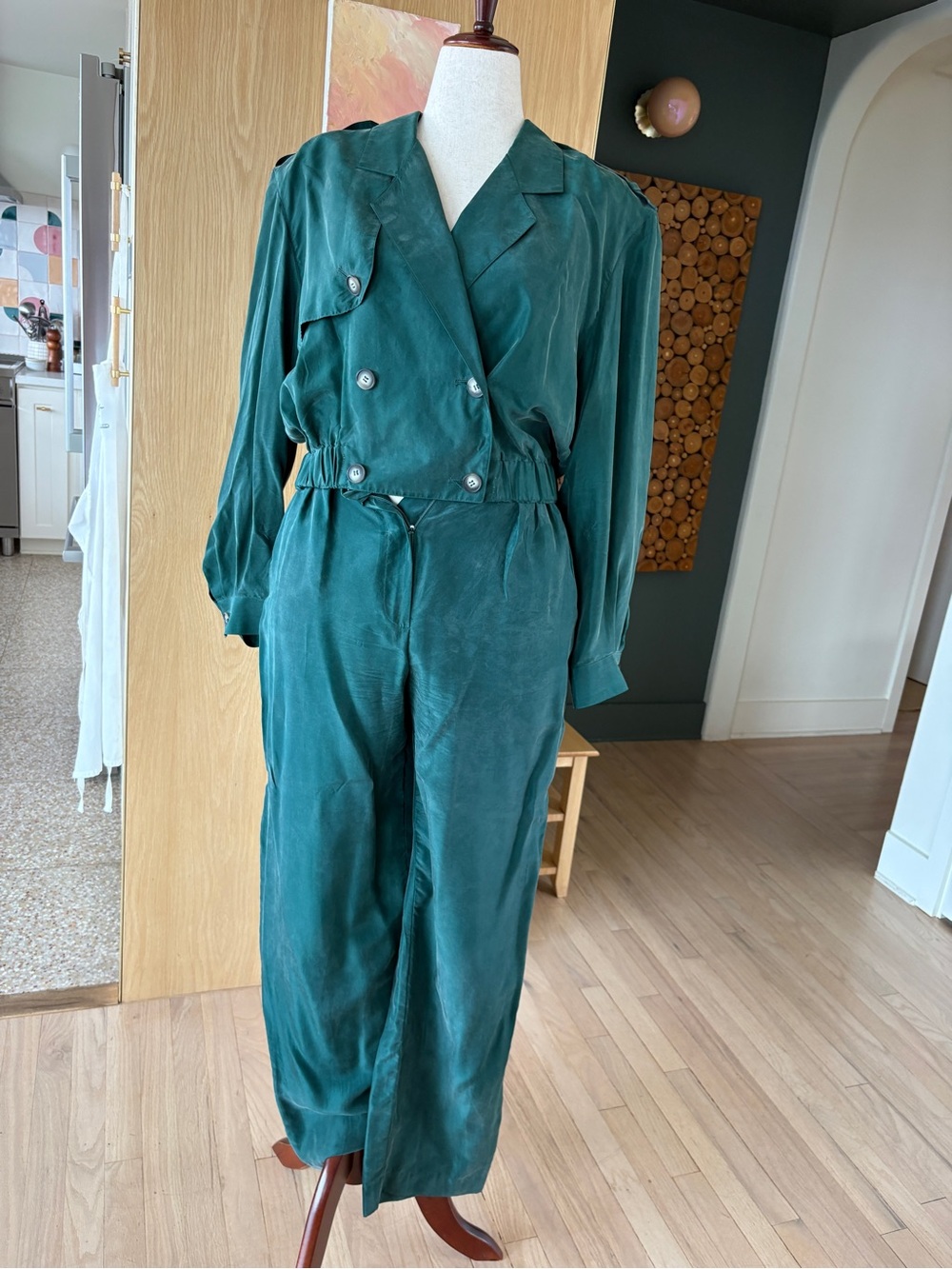Women's Emerald Green Silk Jumpsuit